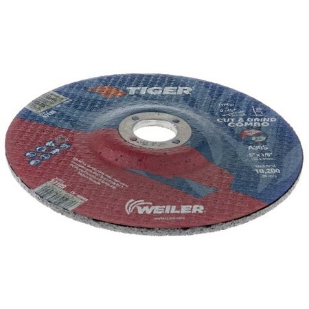 WEILER 6 in Dia, 1/8 in Thick, 7/8 in Arbor Hole Size, Aluminum Oxide 57109